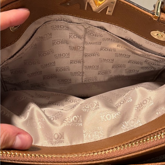 Michael Kors Brown Leather Florence Satchel with Gold Hardware - Picture 14 of 16